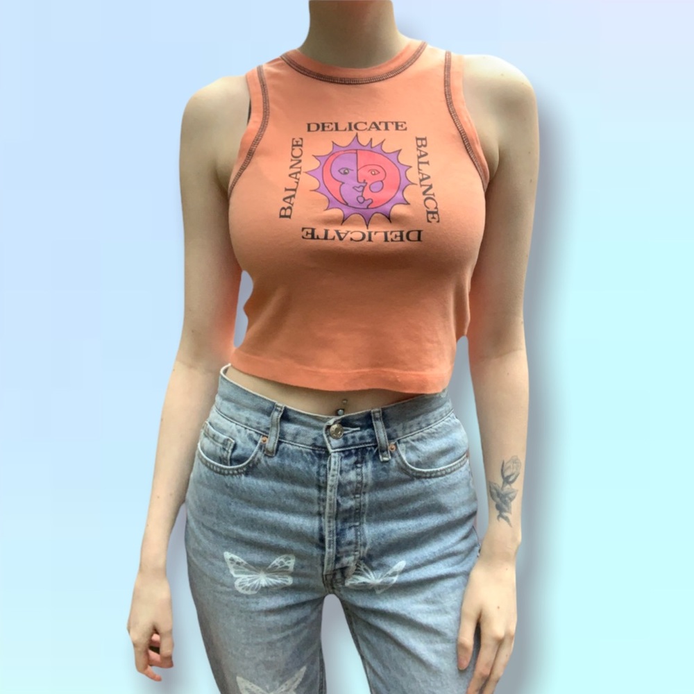 NWT Urban Outfitters sun moon cropped orange tank M